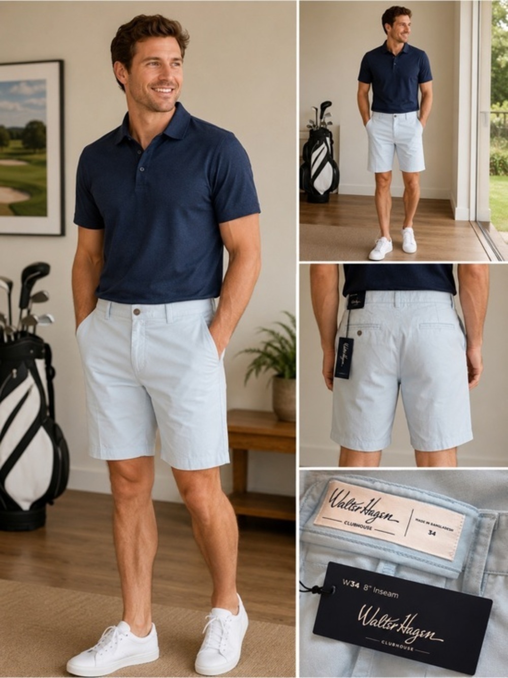 Walter Hagen Clubhouse Men’s Golf Shorts Light Blue W34 NWT